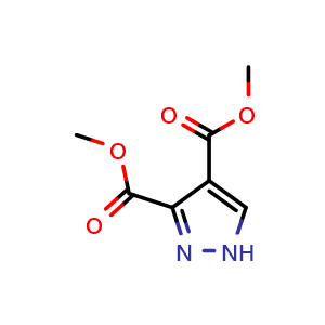 Chemical structure of Dimethyl1H-pyrazole-3,4-dicarboxylate , CAS 33090-46-9, AChemBlock AD280505