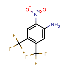 Chemical structure of 2-Nitro-4,5-bis(trifluoromethyl)benzenamine , CAS 35010-32-3, AChemBlock AD280506