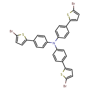 Chemical structure of Tris[4-(5-bromothiophen-2-yl)phenyl]amine , CAS 339985-36-3, AChemBlock AD280508
