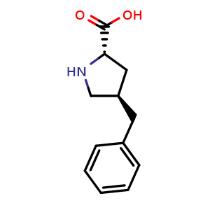 Chemical structure of (2S,4R)-4-Benzylpyrrolidine-2-carboxylic acid , CAS 393524-67-9, AChemBlock AD280511