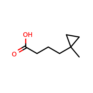 Chemical structure of 4-(1-Methylcyclopropyl)butanoic acid , CAS 39223-32-0, AChemBlock AD280512