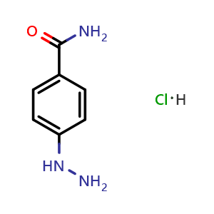 Chemical structure of 4-Hydrazinylbenzamide hydrochloride , CAS 40566-97-0, AChemBlock AD280514