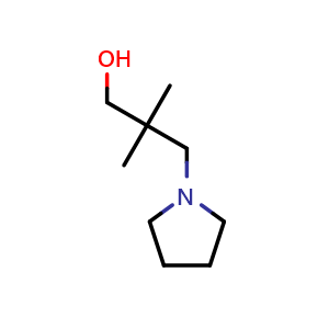 Chemical structure of 2,2-Dimethyl-3-(pyrrolidin-1-yl)propan-1-ol , CAS 39067-46-4, AChemBlock AD280519