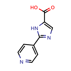 Chemical structure of 2-(Pyridin-4-yl)-1H-imidazole-5-carboxylic acid , CAS 34626-06-7, AChemBlock AD280521