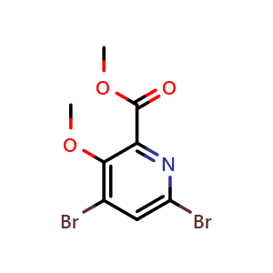 Chemical structure of Methyl 4,6-dibromo-3-methoxypicolinate , CAS 350602-03-8, AChemBlock AD280522