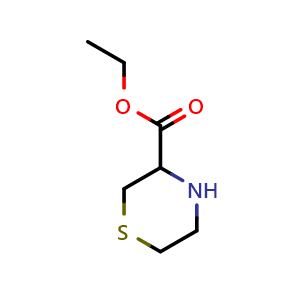 Chemical structure of Ethyl thiomorpholine-3-carboxylate , CAS 58729-31-0, AChemBlock AD280557