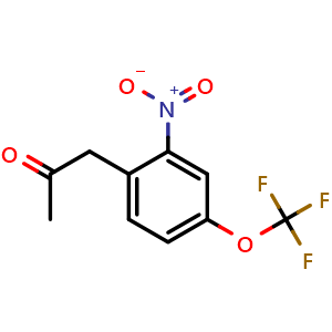 Chemical structure of 2-Nitro-1-(2-oxopropyl)-4-trifluoromethoxybenzene , CAS 57330-59-3, AChemBlock AD280561