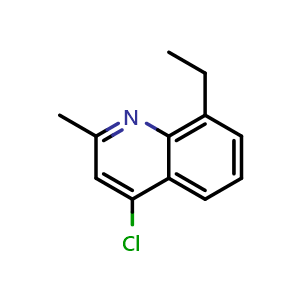 Chemical structure of 4-Chloro-8-ethyl-2-methylquinoline , CAS 63136-24-3, AChemBlock AD280571