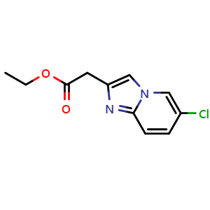 Chemical structure of Ethyl 2-(6-chloroimidazo[1,2-a]pyridin-2-yl)acetate , CAS 59128-02-8, AChemBlock AD280574