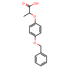 Chemical structure of 2-(4-(Benzyloxy)phenoxy)propanoic acid , CAS 59058-37-6, AChemBlock AD280578