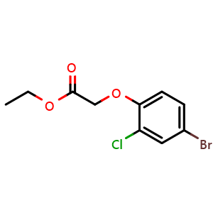 Chemical structure of Ethyl 2-(4-bromo-2-chlorophenoxy)acetate , CAS 588679-10-1, AChemBlock AD280589