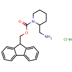 Chemical structure of 2-Aminomethyl-1-N-Fmoc-piperidine hydrochloride , CAS 669713-55-7, AChemBlock AD280591