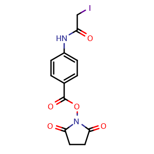Chemical structure of N-Succinimidyl-4-((iodoacetyl)amino)benzoate , CAS 72252-96-1, AChemBlock AD280598