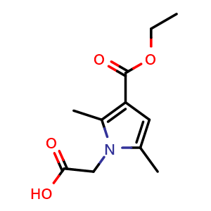 Chemical structure of [3-(Ethoxycarbonyl)-2,5-dimethyl-1H-pyrrol-1-yl]-acetic acid , CAS 679797-46-7, AChemBlock AD280604