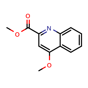 Chemical structure of 4-Methoxy-quinoline-2-carboxylic acid methyl ester , CAS 67976-94-7, AChemBlock AD280608
