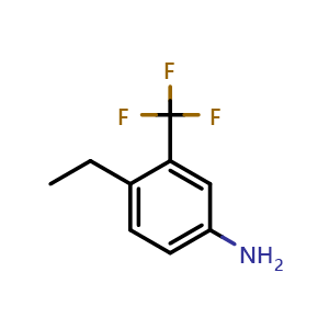 Chemical structure of 4-Ethyl-3-(trifluoromethyl)aniline , CAS 74422-98-3, AChemBlock AD280609