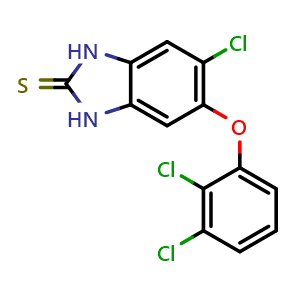 Chemical structure of 5-Chloro-6-(2,3-dichorophenoxy)-2-thio-1H-benzimidazole , CAS 68828-69-3, AChemBlock AD280612