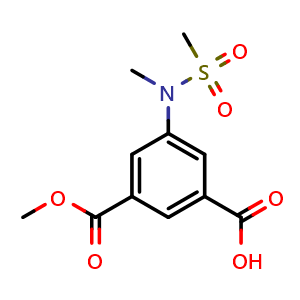 Chemical structure of 3-(Methoxycarbonyl)-5-(N-methylmethylsulfonamido)benzoic acid , CAS 695215-94-2, AChemBlock AD280613
