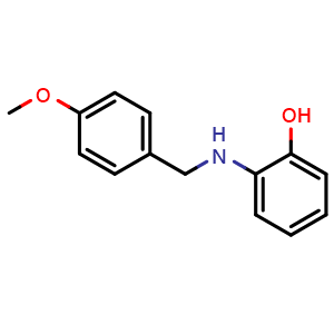 Chemical structure of 2-[(4-Methoxybenzyl)amino]phenol , CAS 728000-06-4, AChemBlock AD280618