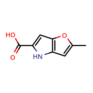 Chemical structure of 2-Methyl-4H-furo[3,2-b]pyrrole-5-carboxylic acid , CAS 80709-80-4, AChemBlock AD280620