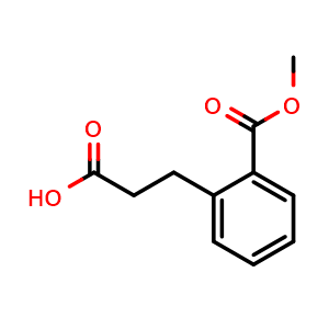 Chemical structure of 2-(Methoxycarbonyl)benzenepropanoic acid , CAS 81329-74-0, AChemBlock AD280628