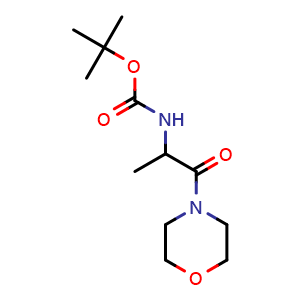 Chemical structure of tert-Butyl N-[1-(morpholin-4-yl)-1-oxopropan-2-yl]carbamate , CAS 796046-03-2, AChemBlock AD280629