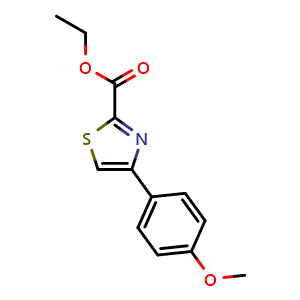 Chemical structure of Ethyl 4-(4-methoxyphenyl)thiazole-2-carboxylate , CAS 886366-42-3, AChemBlock AD280632