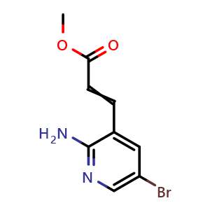 Chemical structure of 3-(2-Amino-5-bromo-pyridin-3-yl)-acrylic acid methyl ester , CAS 912760-74-8, AChemBlock AD280635