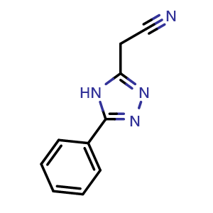 Chemical structure of (5-Phenyl-4H-1,2,4-triazol-3-yl)acetonitrile , CAS 86999-29-3, AChemBlock AD280637