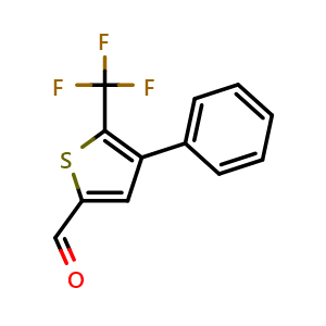 Chemical structure of 4-Phenyl-5-(trifluoromethyl)thiophene-2-carbaldehyde , CAS 874832-11-8, AChemBlock AD280639