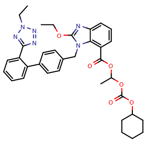 Chemical structure of 2H-2-Ethyl candesartan cilexetil , CAS 914613-36-8, AChemBlock AD280645