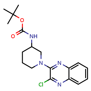 Chemical structure of [1-(3-Chloro-quinoxalin-2-yl)-piperidin-3-yl]-carbaMic acid tert-butyl ester , CAS 939986-91-1, AChemBlock AD280655