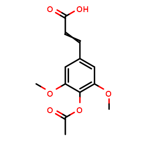 Chemical structure of 3-[4-(Acetyloxy)-3,5-dimethoxyphenyl]-2-propenoic acid , CAS 90985-68-5, AChemBlock AD280659
