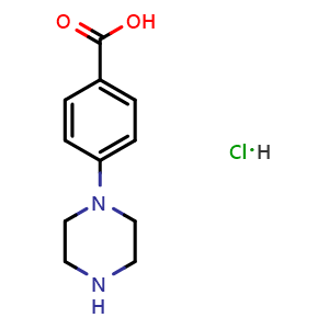 Chemical structure of 4-(Piperazin-1-yl)benzoic acid hydrochloride , CAS 1094033-66-5, AChemBlock AD280671