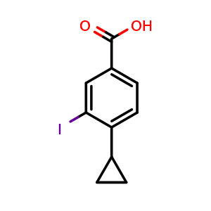 Chemical structure of 4-Cyclopropyl-3-iodobenzoic acid , CAS 1131588-02-7, AChemBlock AD280673