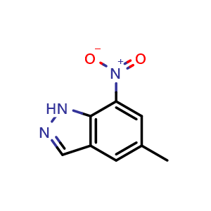 Chemical structure of 5-Methyl-7-nitro-1H-indazole , CAS 113302-88-8, AChemBlock AD280674