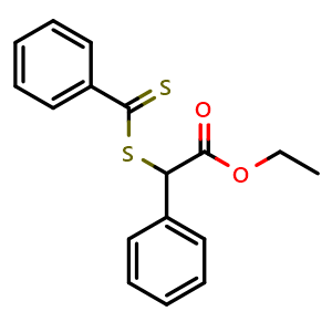 Chemical structure of Ethyl 2-(phenylcarbonothioylthio)-2-phenylacetate , CAS 1150308-13-6, AChemBlock AD280676