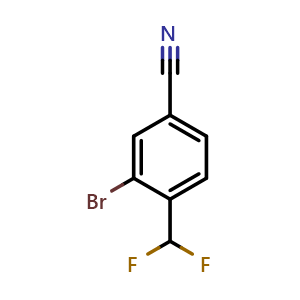Chemical structure of 3-Bromo-4-(difluoromethyl)benzonitrile , CAS 1261476-24-7, AChemBlock AD280681
