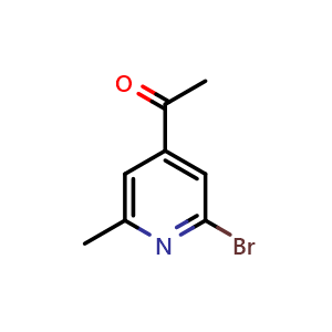 Chemical structure of 1-(2-Bromo-6-methylpyridin-4-yl)ethanone , CAS 1393554-68-1, AChemBlock AD280690