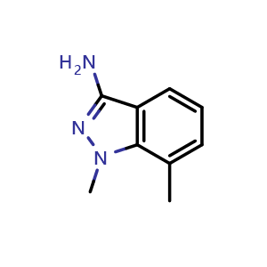 Chemical structure of 1,7-Dimethylindazol-3-amine , CAS 1550873-39-6, AChemBlock AD280694