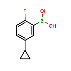 Chemical structure of 5-Cyclopropyl-2-fluorophenylboronic acid , CAS 1586045-56-8, AChemBlock AD280696