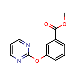 Chemical structure of Methyl 3-(pyrimidin-2-yloxy)benzoate , CAS 176032-29-4, AChemBlock AD280702