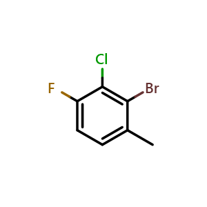 Chemical structure of 2-Bromo-3-chloro-4-fluoro-1-methylbenzene , CAS 1783823-53-9, AChemBlock AD280703