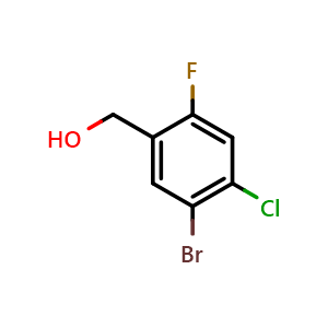 Chemical structure of (5-Bromo-4-chloro-2-fluoro-phenyl)-methanol , CAS 1785275-10-6, AChemBlock AD280704