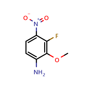 Chemical structure of 3-Fluoro-2-methoxy-4-nitroaniline , CAS 1951445-06-9, AChemBlock AD280707