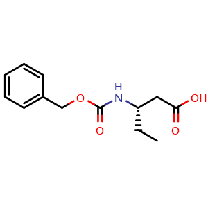 Chemical structure of (S)-3-(((Benzyloxy)carbonyl)amino)pentanoic acid , CAS 271600-24-9, AChemBlock AD280710