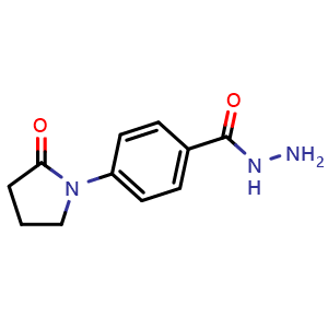 Chemical structure of 4-(2-Oxopyrrolidin-1-yl)benzohydrazide , CAS 299934-08-0, AChemBlock AD280711