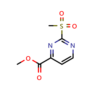 Chemical structure of 2-Methanesulfonyl-pyrimidine-4-carboxylic acid ethyl ester , CAS 503072-46-6, AChemBlock AD280722