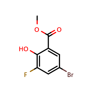Chemical structure of Methyl 5-bromo-3-fluoro-2-hydroxybenzoate , CAS 773134-37-5, AChemBlock AD280731
