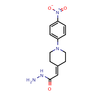 Chemical structure of 2-[1-(4-Nitrophenyl)piperidin-4-ylidene]acetohydrazide , CAS 251310-53-9, AChemBlock AD280752